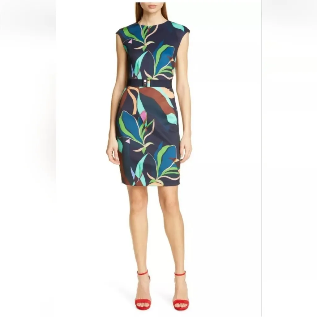 Ted Baker ADILYYN Supernatural Bodycon Belted Cap Sleeve Sheath Dress Size 1 US2 - Image 3