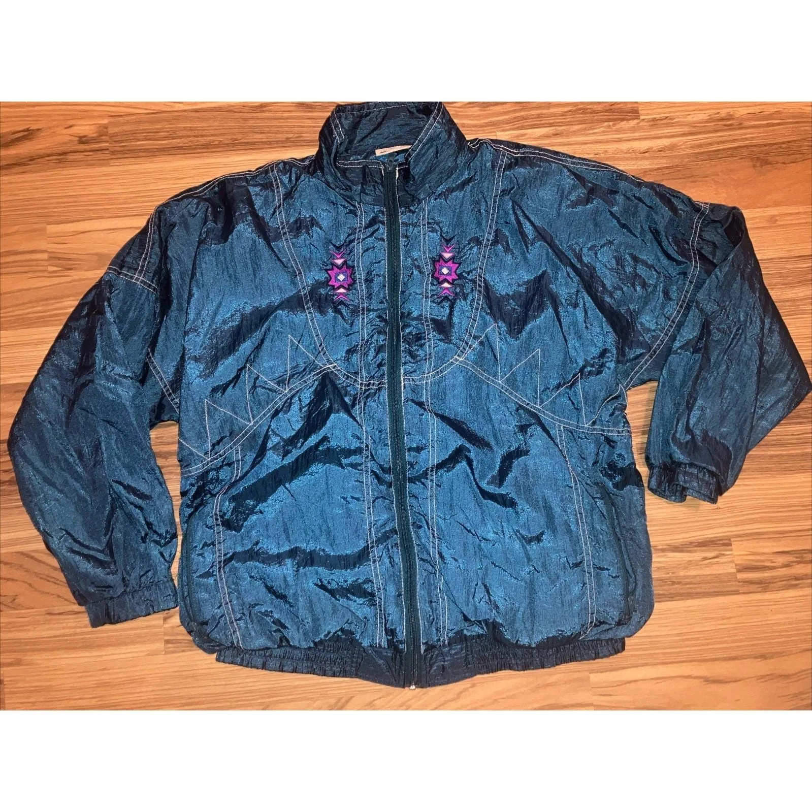 Best United Garment Company Vtg Women's Blue Green Wind Resistance Track Suit M Size M - Image 2