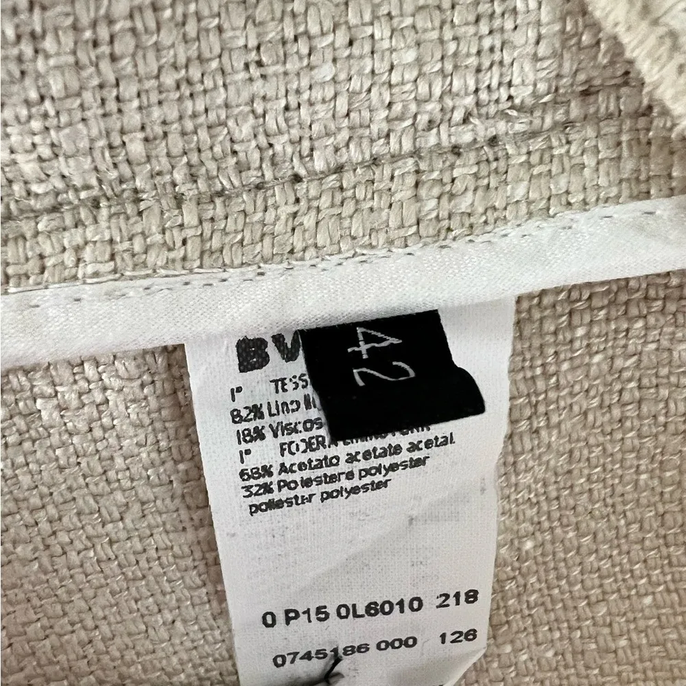 Les Copains Italian Linen Blazer Unlined Size 42 Lagenlook Minimal Quiet Luxe - Image 5