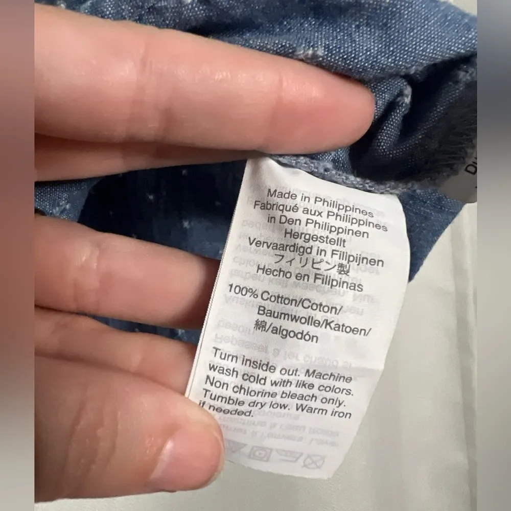 Madewell Chambray Eyelet V Neck Tie Top Small - Image 10