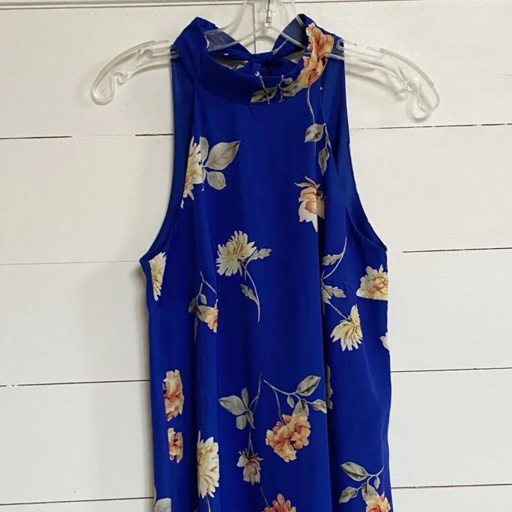 Lulus‎ Darling Dearest Royal Blue Floral Print Swing Mini Halter Dress Small - Image 13