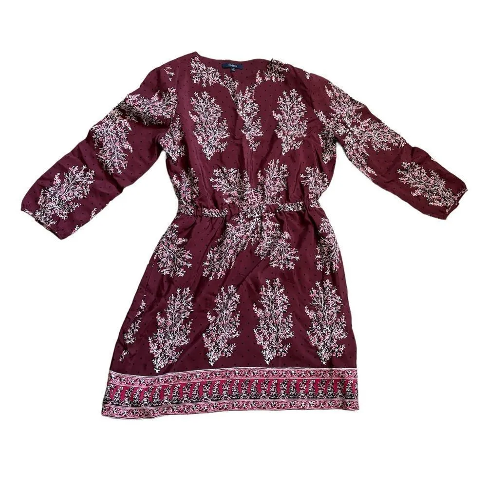 Madewell Silk Lassi Flower Popover Long Sleeve Mini Dress in Purple E9466 Size 4 - Image 5