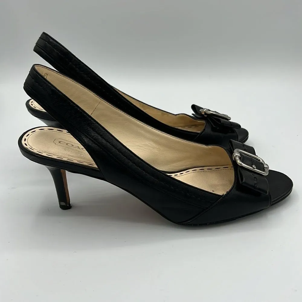Coach Miranda Open Toe Slingbacks - Black -  Size 8B B37 - Image 5