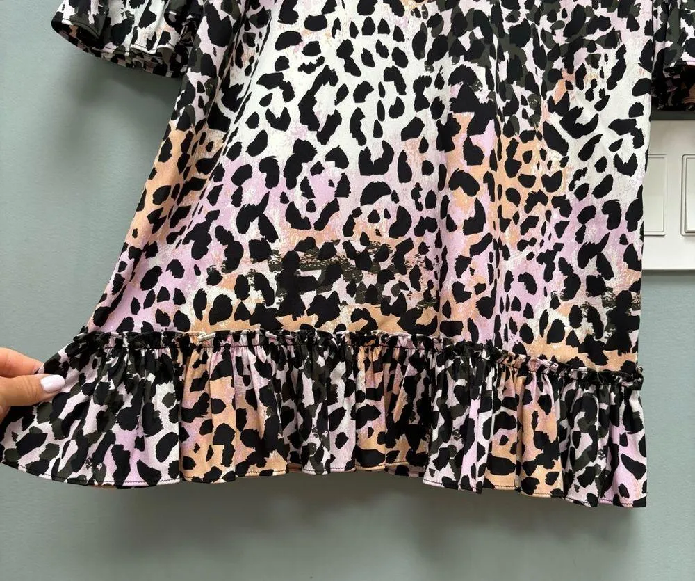 Veronica Beard Tamar silk minidress watercolor animal print long Sleeve 2 - Image 7