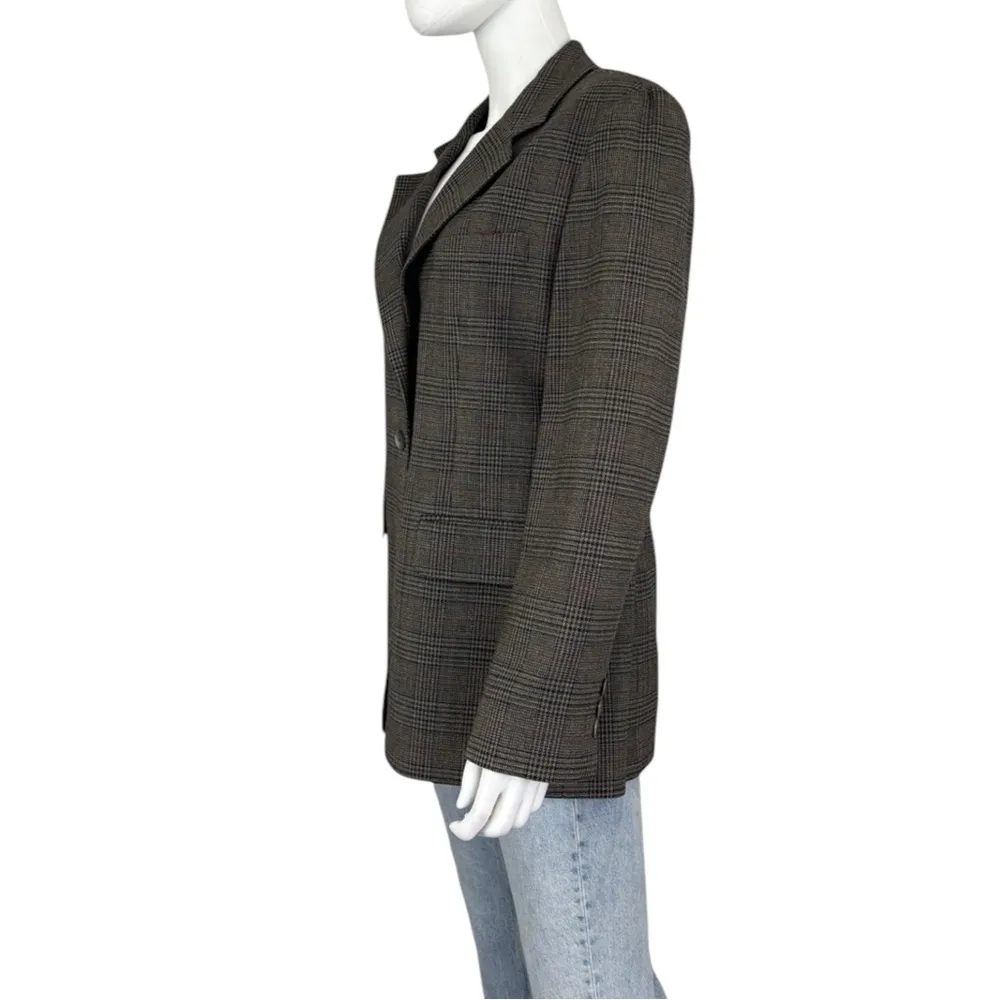 Vintage Corbin Collection Grey Plaid Blazer Size 10 Gray - Image 4