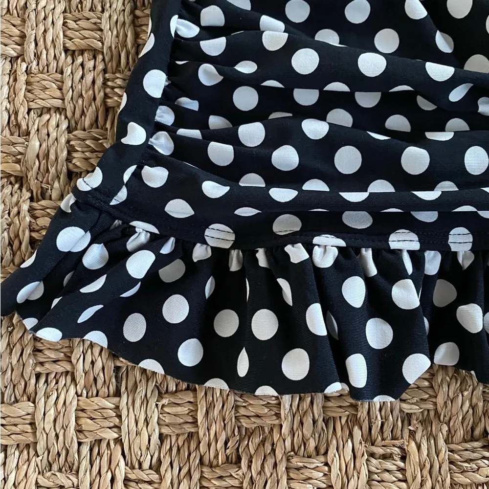 Blue Rod Beattie Black and White  Polka Dot tankini top size 8 - Image 3