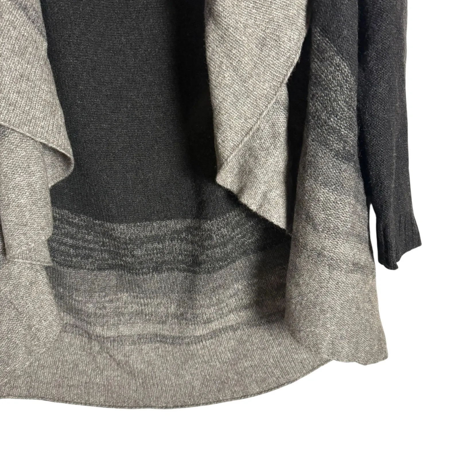 Eileen Fisher Black Gray Ombre Knit Open Front Yak Wool Silk Cardigan Sweater M - Image 5