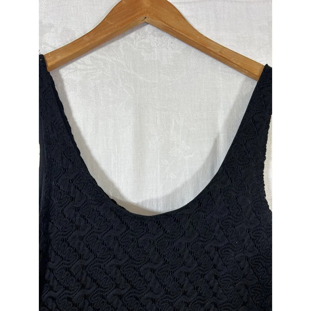 Vintage Slip Dress Medium Black Lace Sheer Maxi Witchy Goth Y2K - Image 6