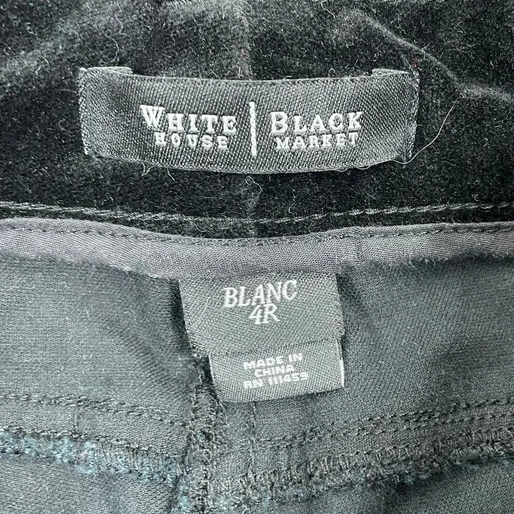 WHBM Women's Black Velvet Velour Pants Size 4R Blanc Bootcut 2000s Y2K GUC - Image 3