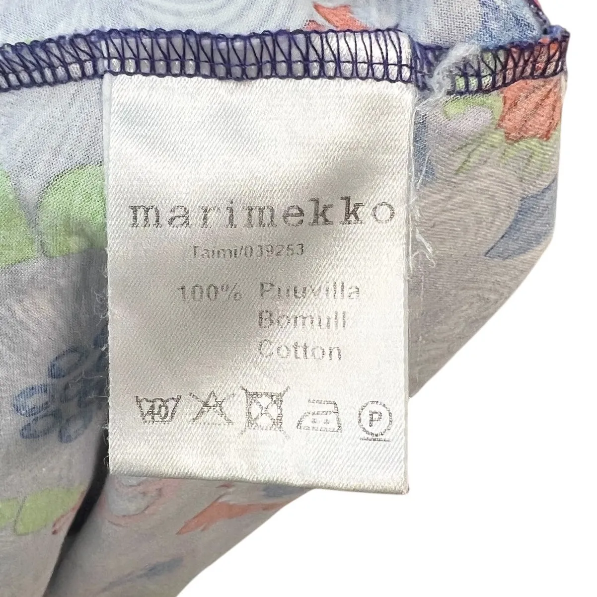 Marimekko Taimi‎ Dress Floral Print Cotton Retro Purple Multicolor Size XS - Image 12