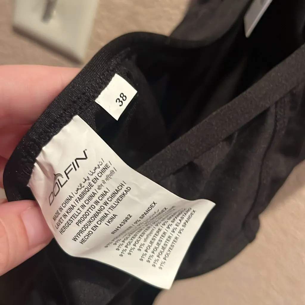 New Dolfin Women’s Black Solid Tie Back One Piece Swimsuit Size 38 - Image 9