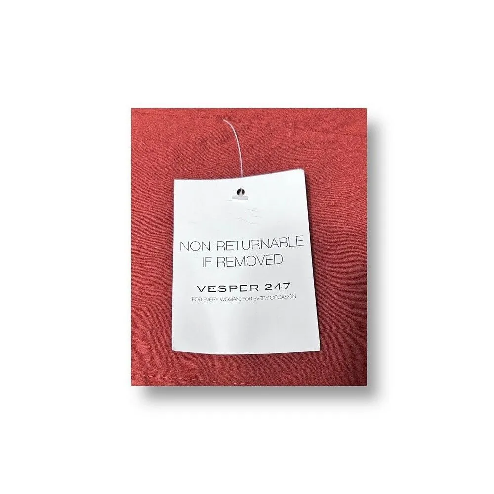 NWT Vesper247 XS Rust Off Shoulder Midi Dress Zip Back Belted Wedding Guest Fall Orange - Image 8