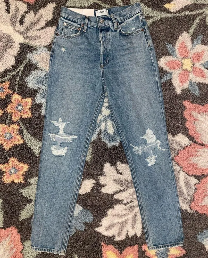 NWT AGOLDE Fen High Rise Relaxed Taper Denim Jeans Size 24 - Image 4