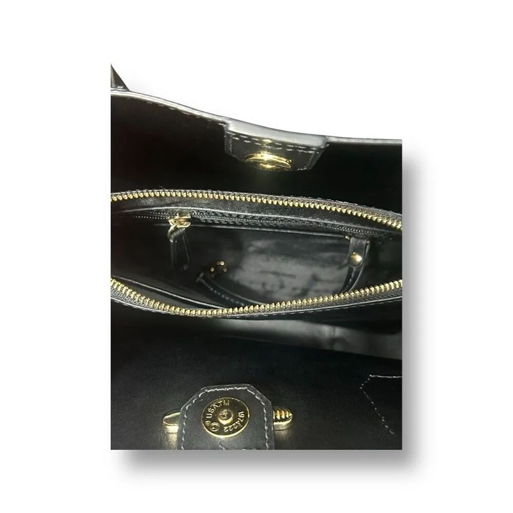 Michael‎ Kors Mercer Gallery Leather Tote Black Gold Hardware Center Zip Pebbled - Image 14