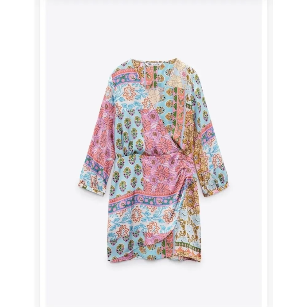 ZARA Satin Effect Patchwork Paisley Print Dress - Image 2