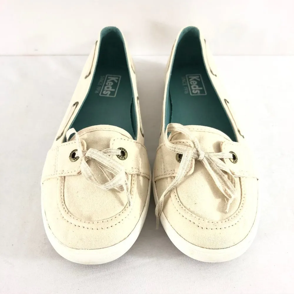 Keds Womens Boat Shoes Flats Canvas Lace Up Slip 7 - Image 2