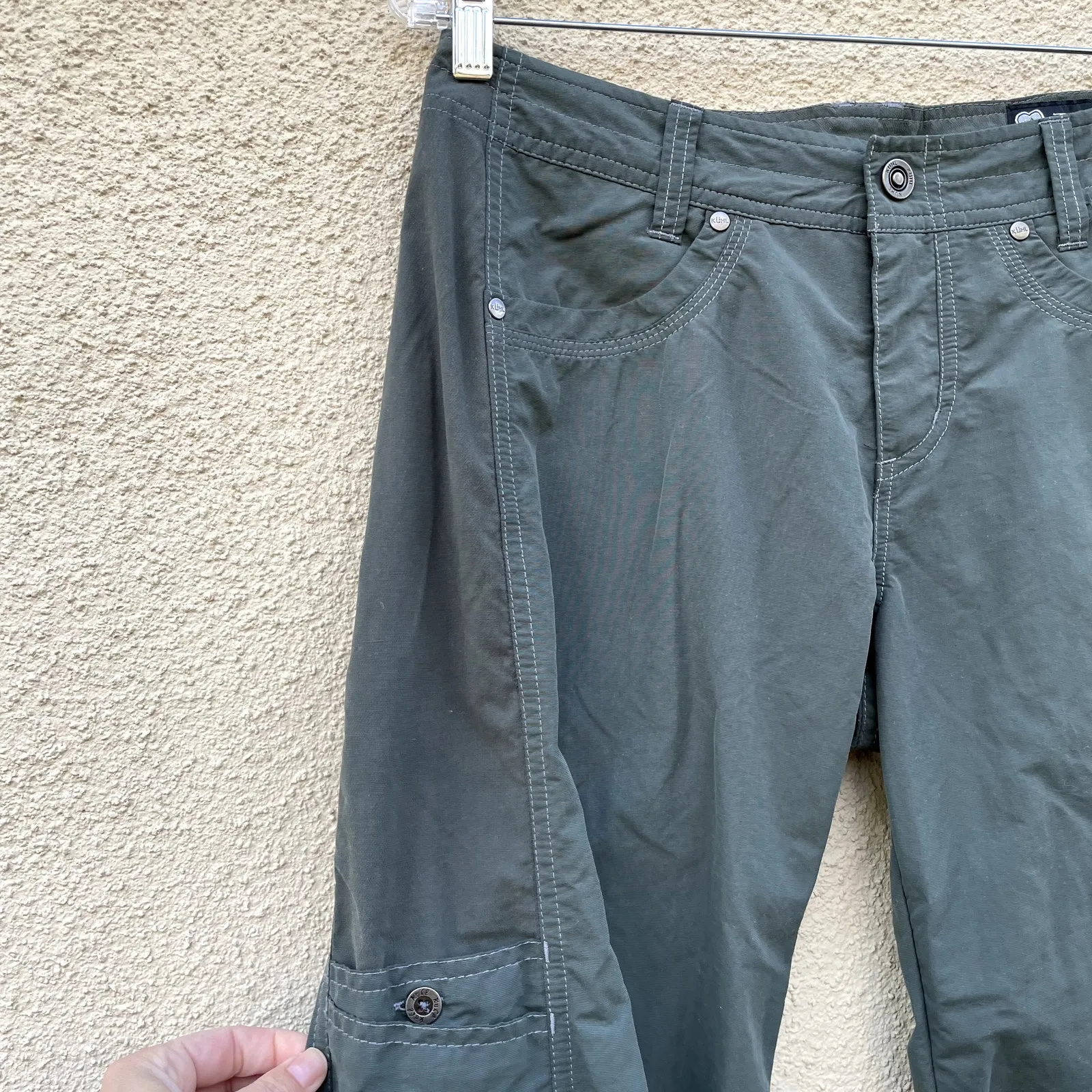 Kuhl Green Convertible Pants 6 Zip Off Shorts Roll Tab Hiking Travel - Image 6