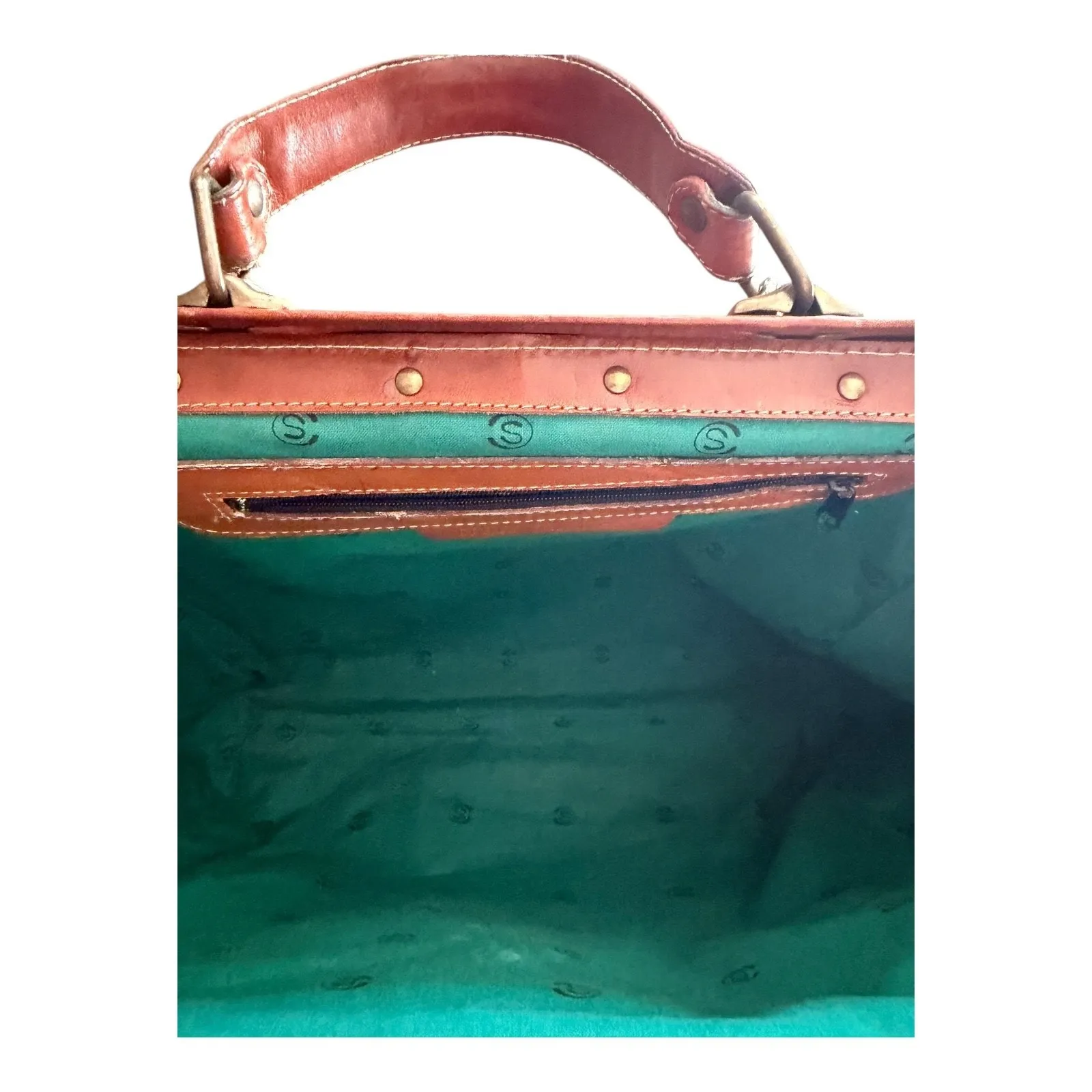 Vintage Brown Leather Satchel Tote Business Bag with Detachable Shoulder Strap - Image 13