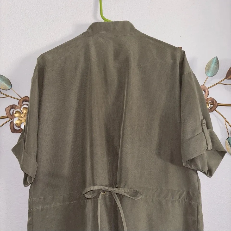 Chico's Womens Olive Green Short Sleeve Snap Button Jacket Size 2 Large - Image 6