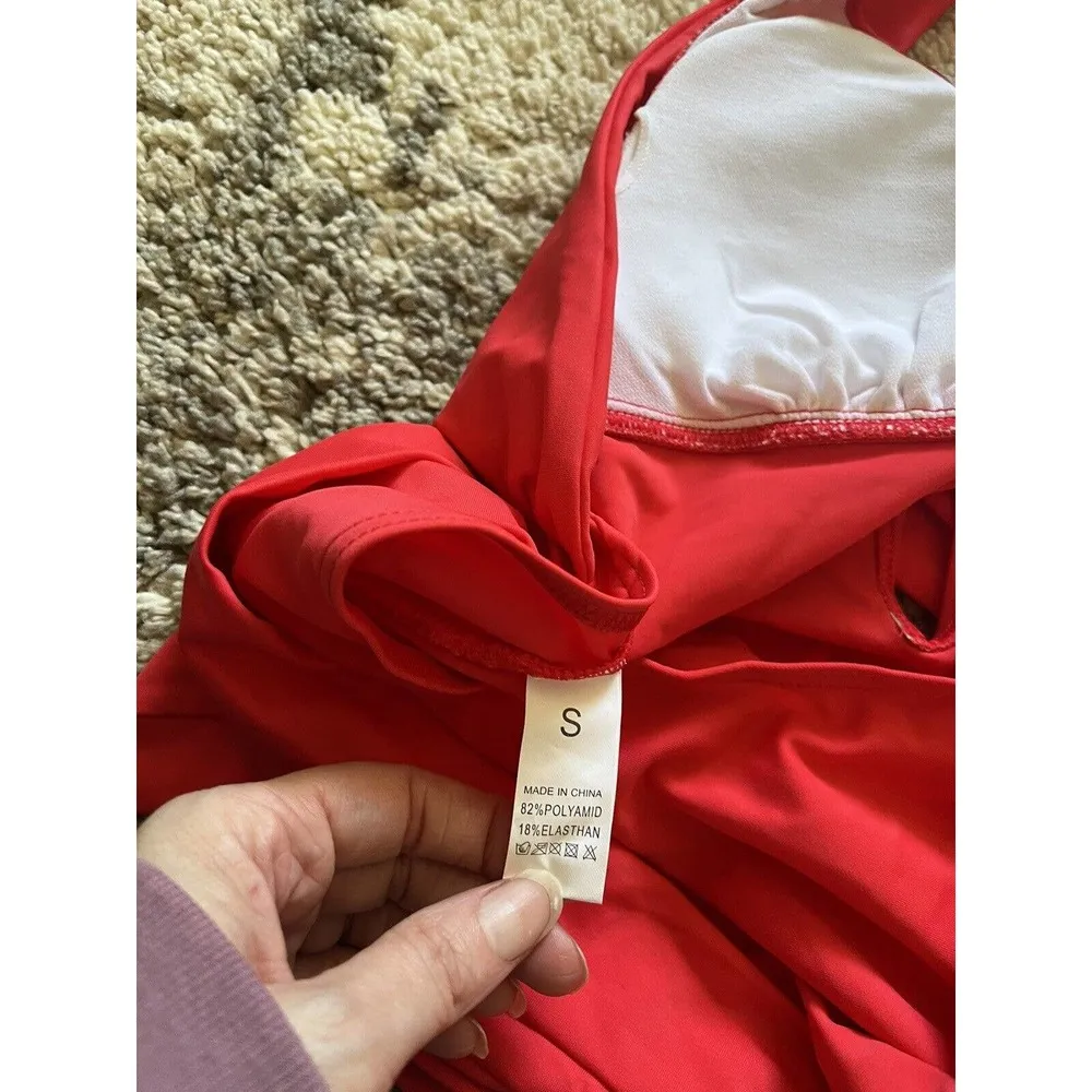 NWOT Red Strappy Criss Cross One Piece Swimsuit Women’s Size Small - Image 8