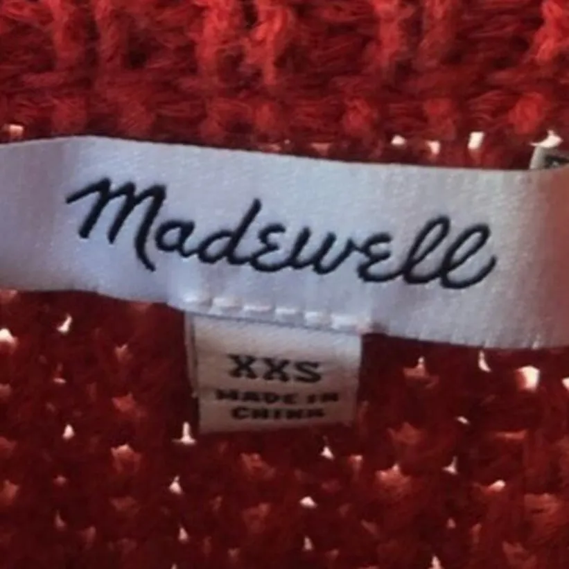 Madewell Balloon Sleeve Sweater Womens XXS Cozy Red 100% Cotton Knit Preppy - Image 5