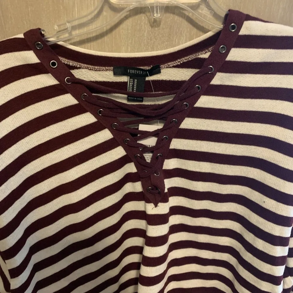 Forever 21 Striped Crop Shirt - Image 3