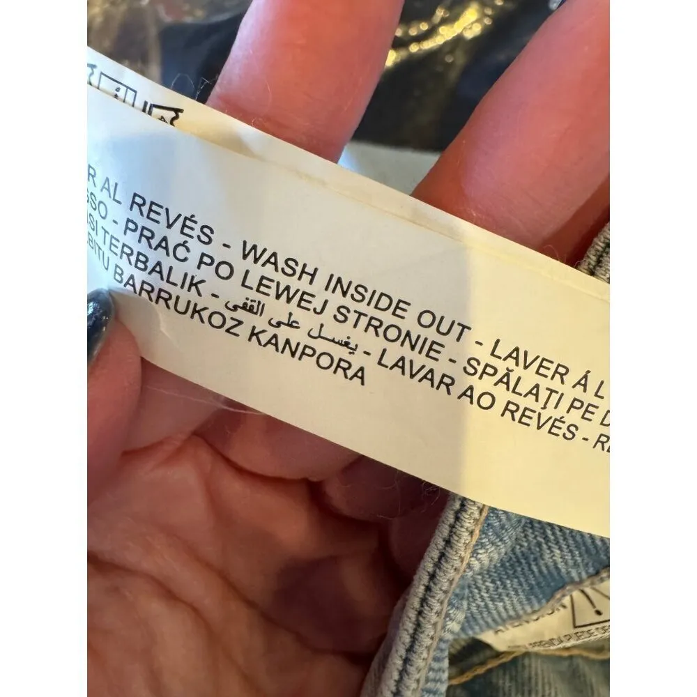 Zara Jeans‎ Women 0 Blue Light Wash Denim Ripped Distressed Wide Leg NWT - Image 15