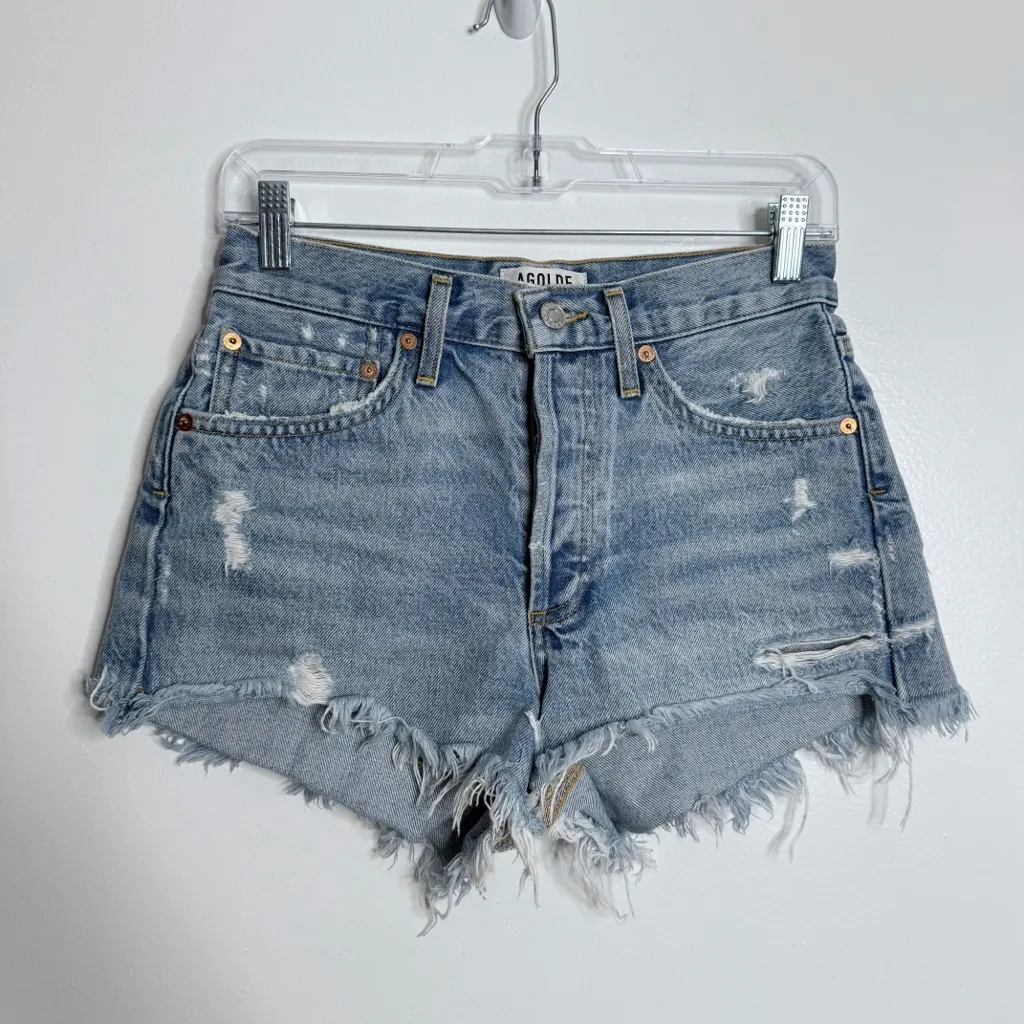 Agolde Parker Vintage Cut Off Short in Swapmeet Blue‎ Wash Distressed Size 24 - Image 2