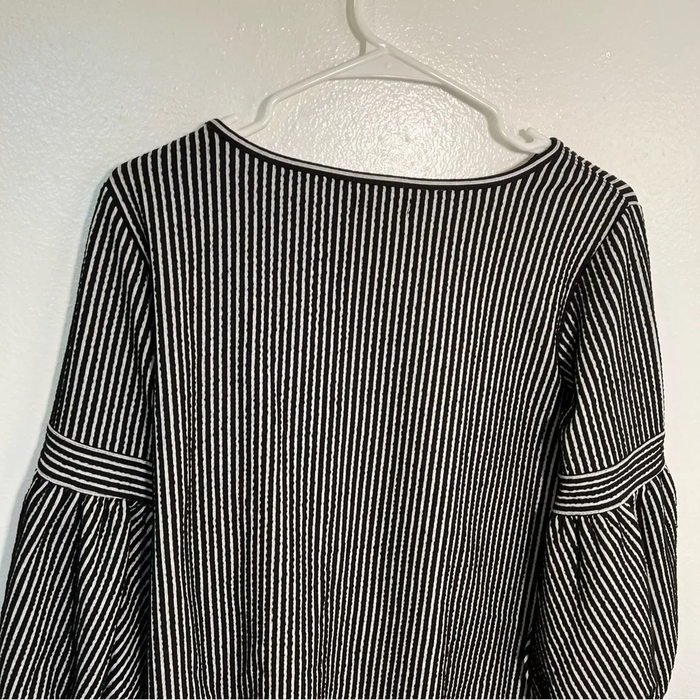 Max Studio Striped 3/4 Sleeve Tunic Top Black Ivory - Image 11