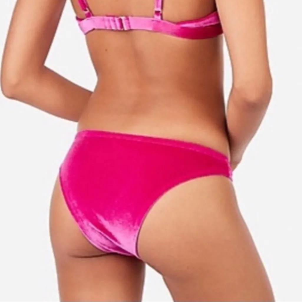 Express Hot Pink Velvet Bikini Bottom - Image 6