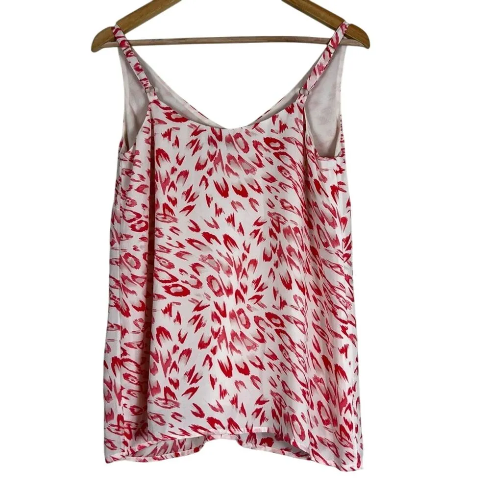 Cabi Flirty Tank Top Womens XS Coral Pink Animal Print V-Neck Sleeveless Beachy - Image 4