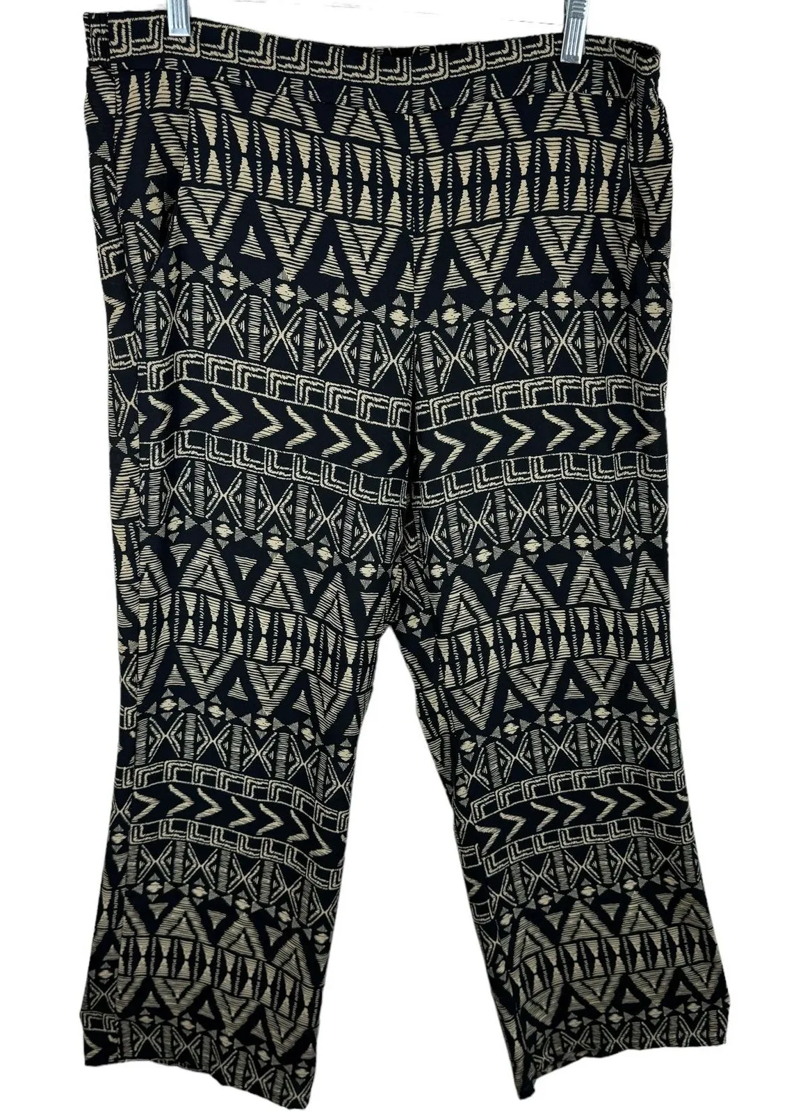 BCX Black Tan Patterned Lightweight Elastic Waist Straight Leg Pants Size XL - Image 1