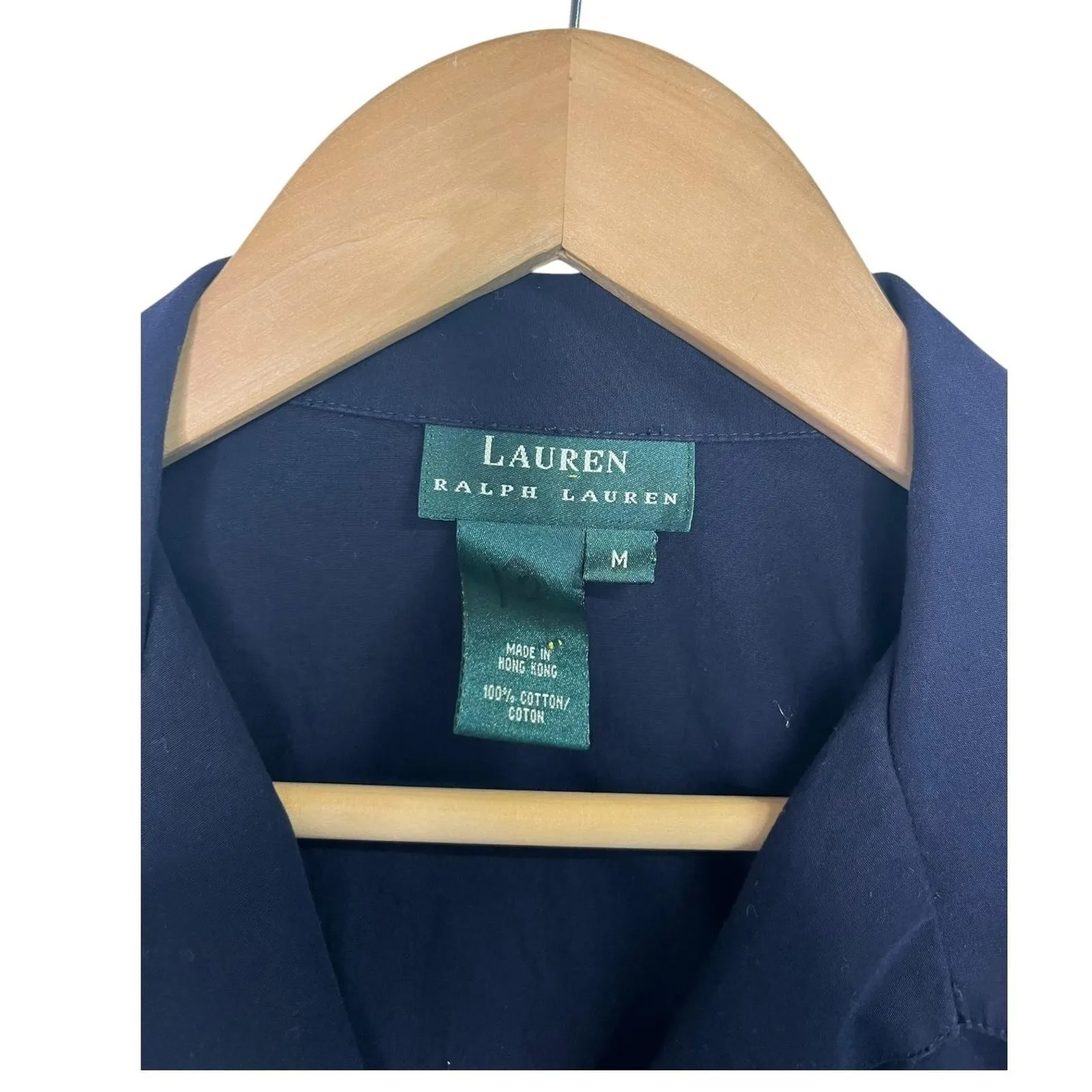 VTG Lauren Ralph Lauren Top Womens Medium Black Cotton Wrap 90s Retro Y2K - Image 3