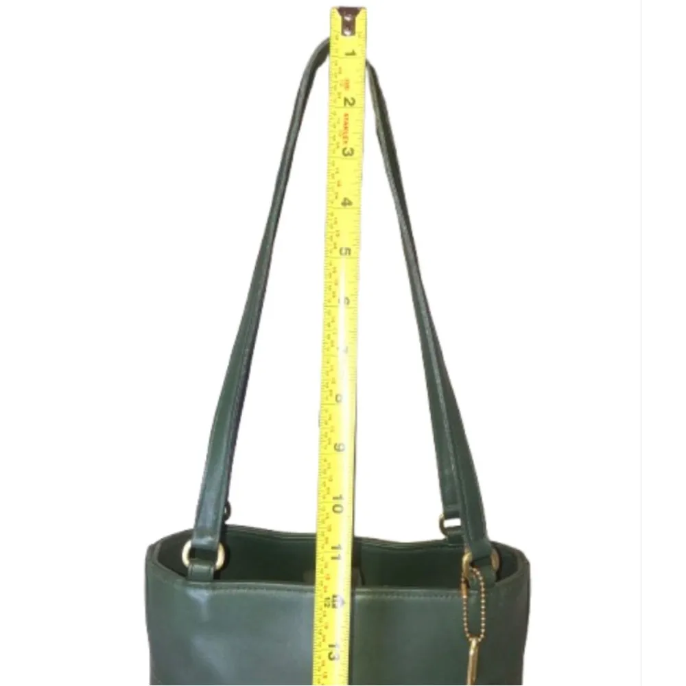 Vintage COACH TRIBECA Green Glove Tanned Slim Bleeker Bucket Shoulder Bag 9099 - Image 10