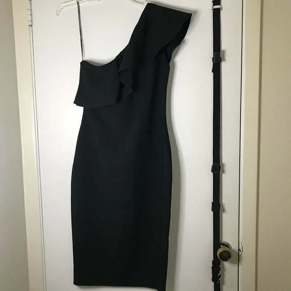 NEW! Likely Wilshire black bodycon One shoulder ruffle dress size US 4 - Image 2