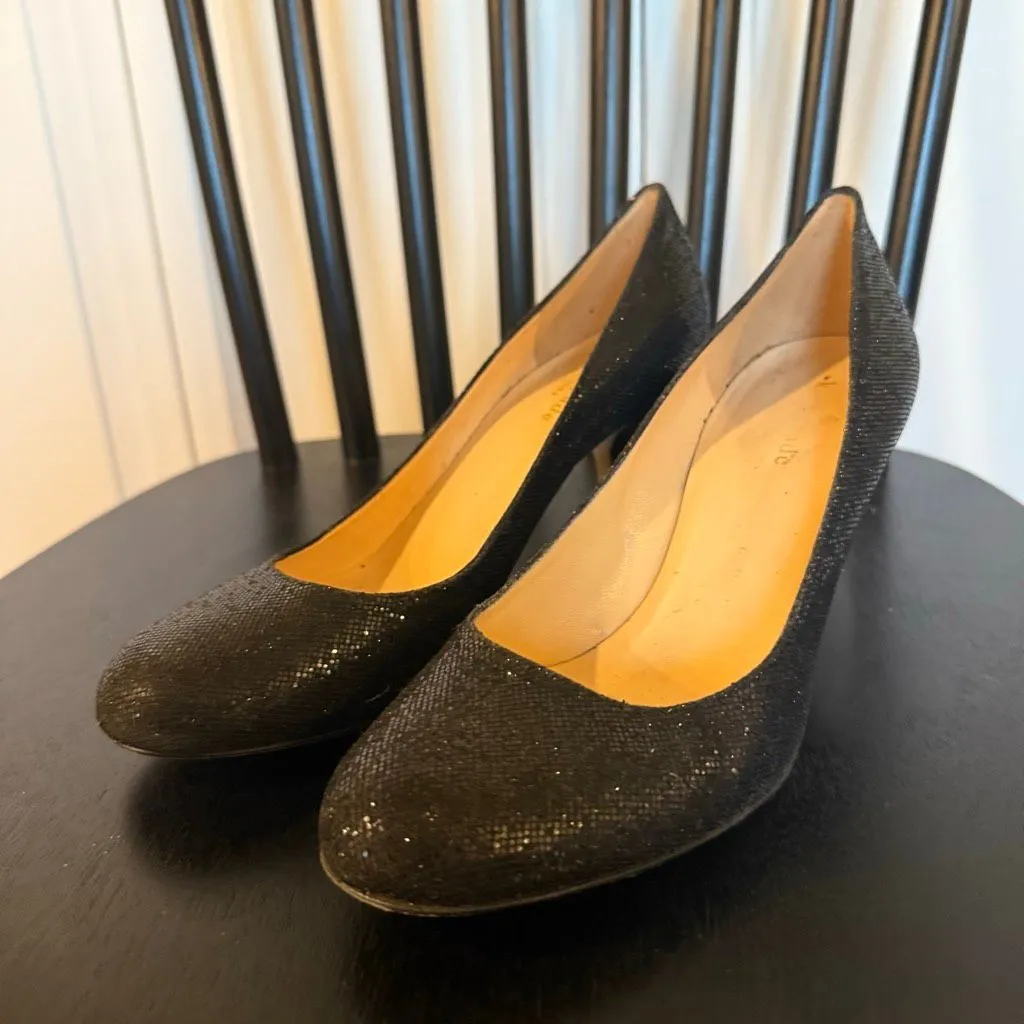 Kate Spade black glitter round toe pumps heels 8 - Image 5