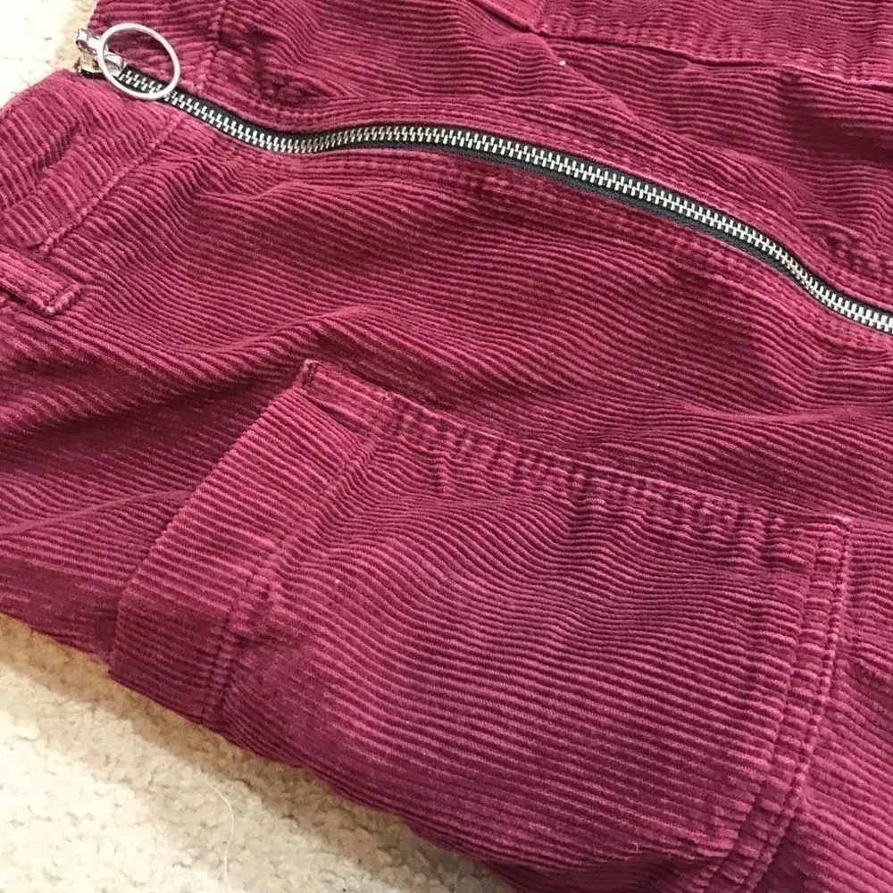 Topshop Moto Burgundy Corduroy Mini Skirt Size 4 - Image 9