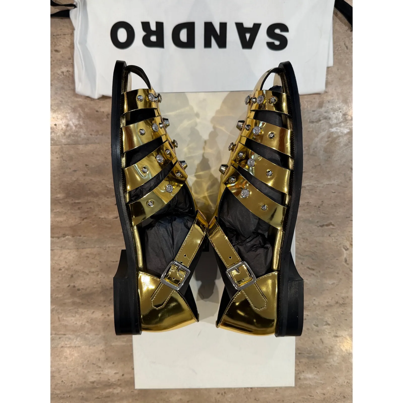 NEW Sandro Olyma Studded Gold Sandals size 40 / 9.5 - Image 6