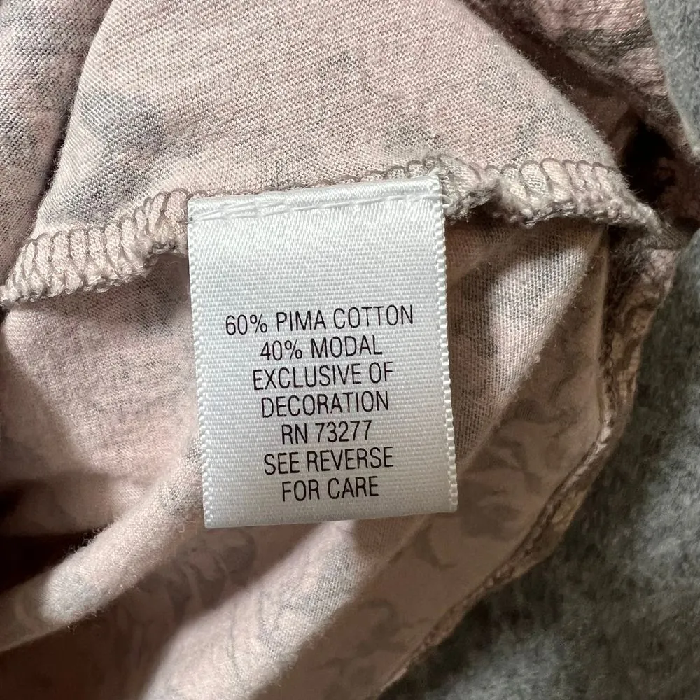 ELLE Floral Tank Top with Beaded Necklace Detail Gray‎ Pink Size S - Image 4