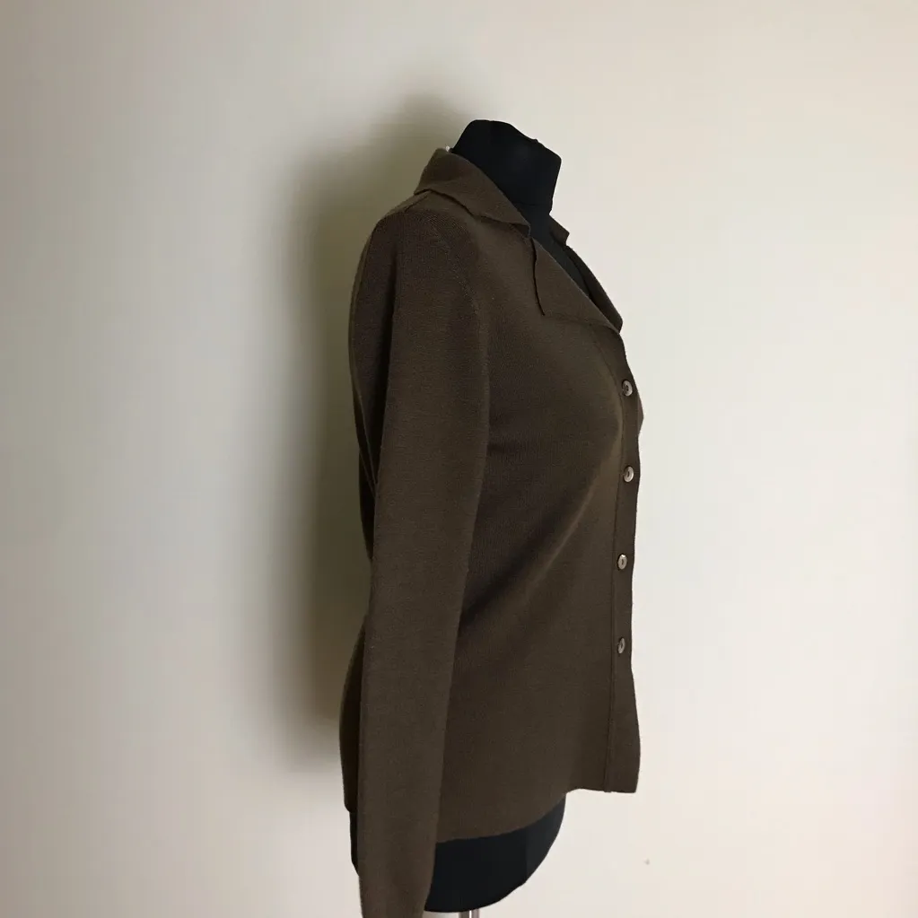 Joan & David  Wool Blend Brown Button-Up Women's Sweater - Image 5