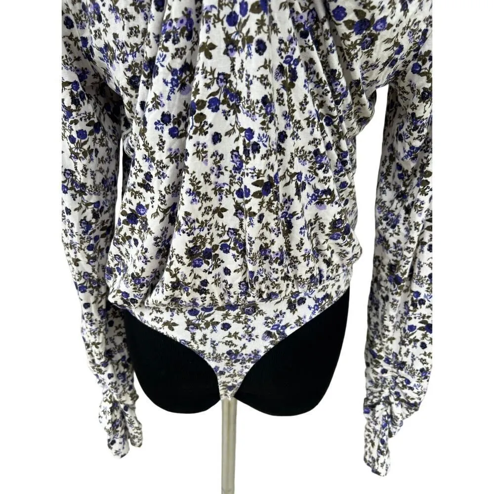 FREE PEOPLE  Kaya Print Cutout Bodysuit - Ivory Combo Medium - Image 11