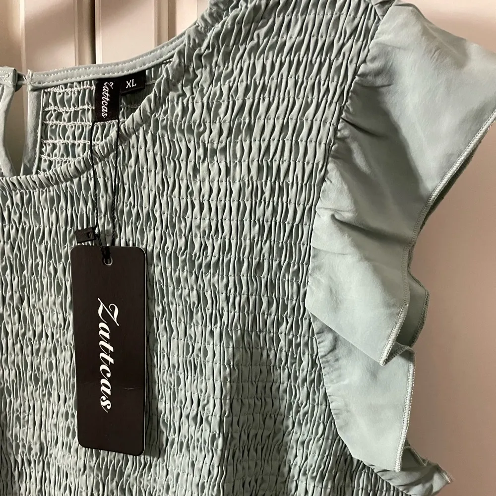 Zattcas Womens Tiered Dress Round Neck Ruffle Cap Sleeve Smocked Midi Dress - Image 8