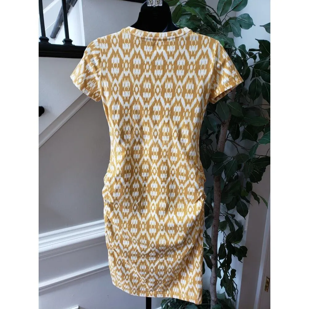 Old Navy Women Brown Maternity Fitted Cotton Round Neck Knee Length Dress Size S - Image 8