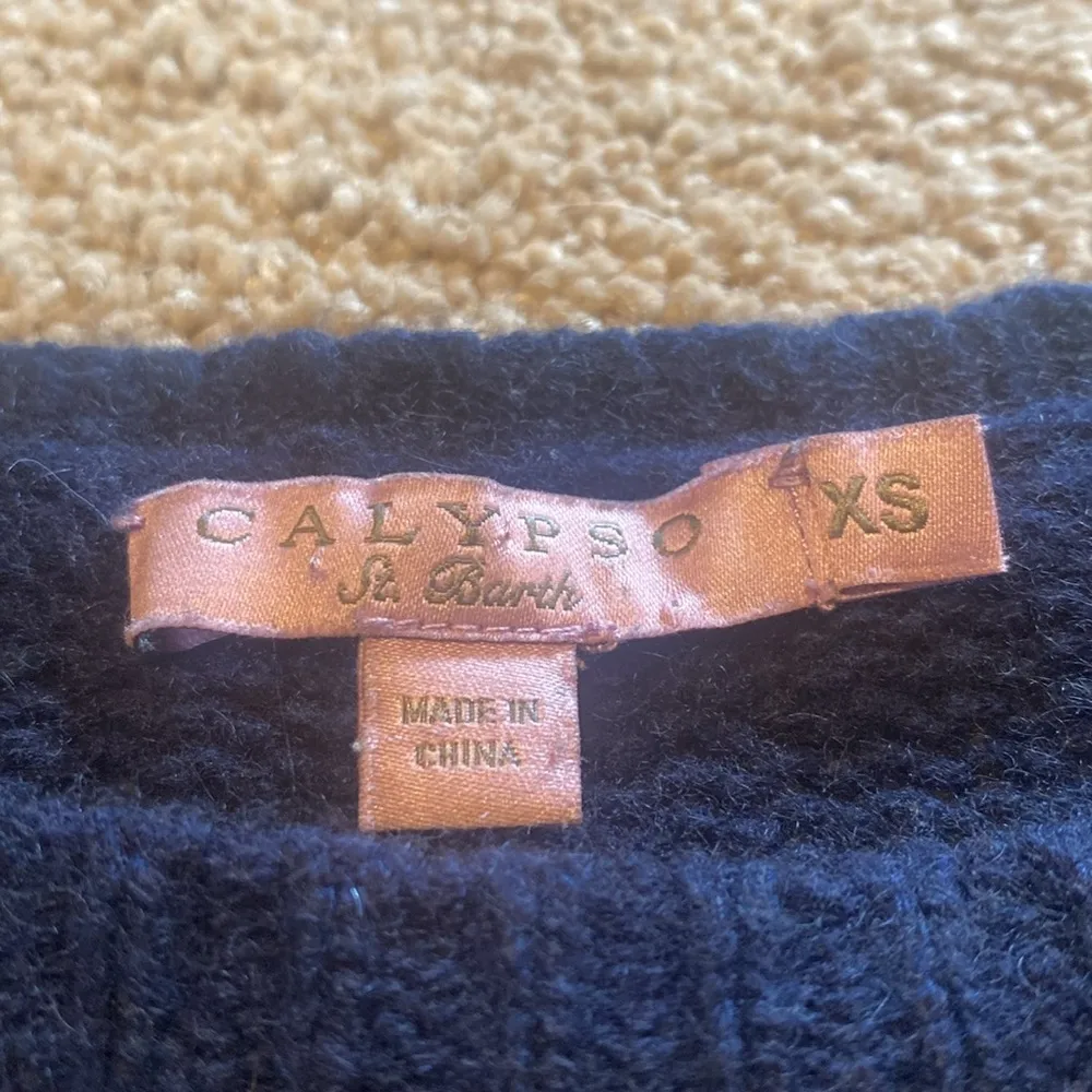 Calypso St Barth Cashmere Relaxed Long Sleeve Split Side Sweater Navy XS - Image 2