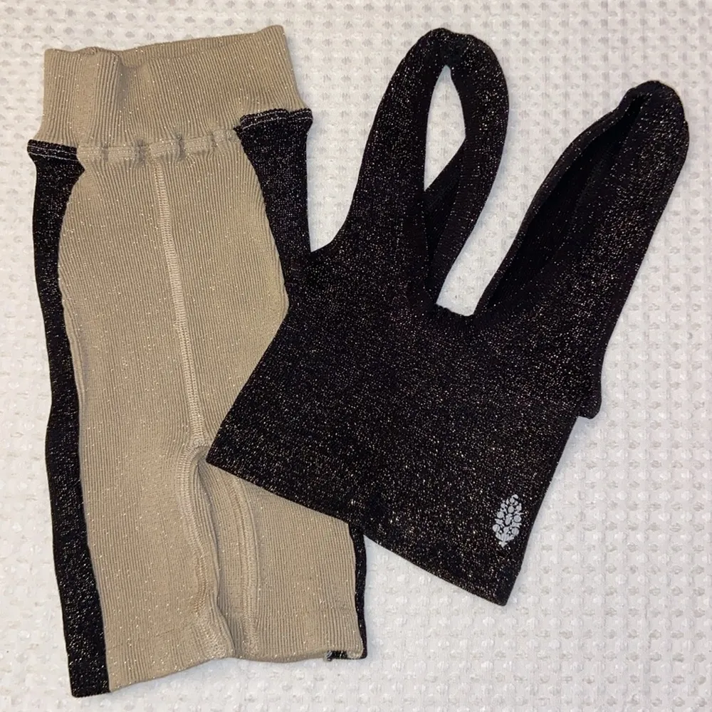 NEW! 3 Pc  MOVEMENT Rise & Shine Set Champagne Black Shorts Tank Top - Image 3