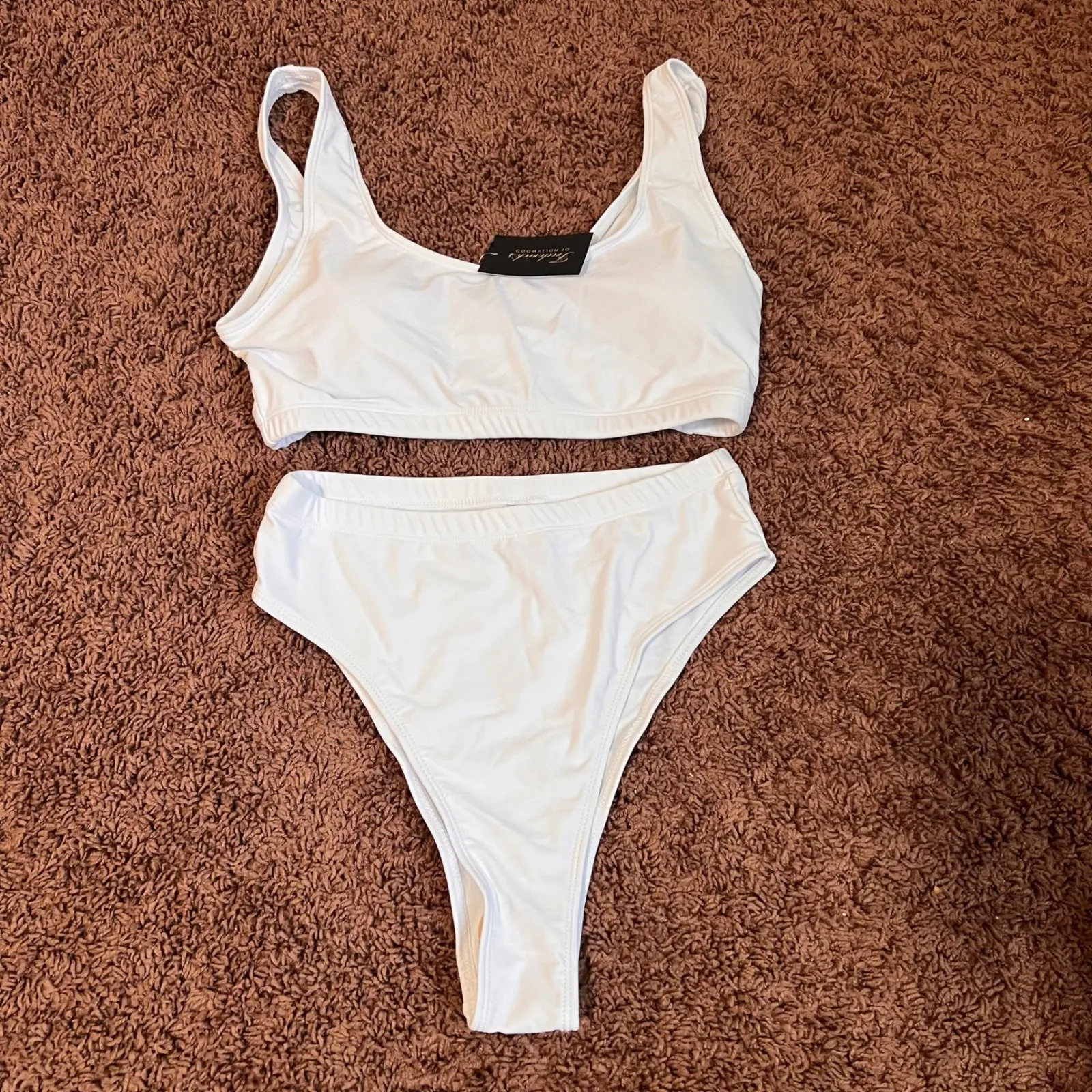 Frederick's of‎ Hollywood White Vedra High Waisted Bikini Set Medium NWT - Image 2