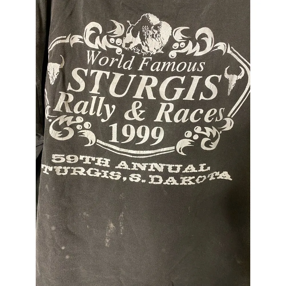 Sturgis Women's Size XL Short Sleeve Motorcycle Rally T Shirt Black 1999 Vintage - Image 5