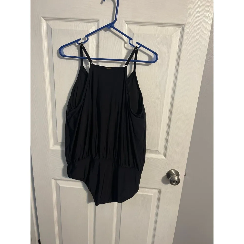 Calvin Klein Blouson One Piece Swimsuit Black Size 12 New With Tags - Image 5