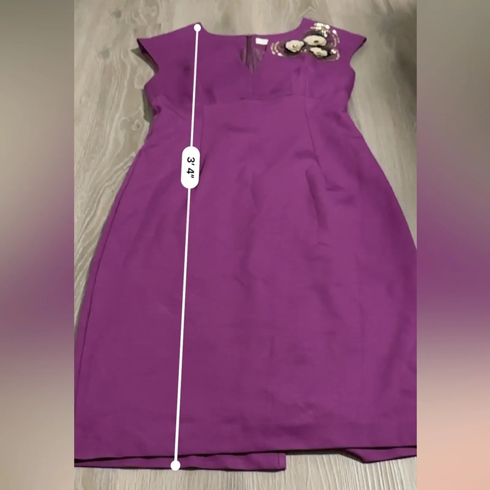Trina Turk Purple Embellished Short Sleeve Fit & Flare Midi Dress‎ Size 8 - Image 9
