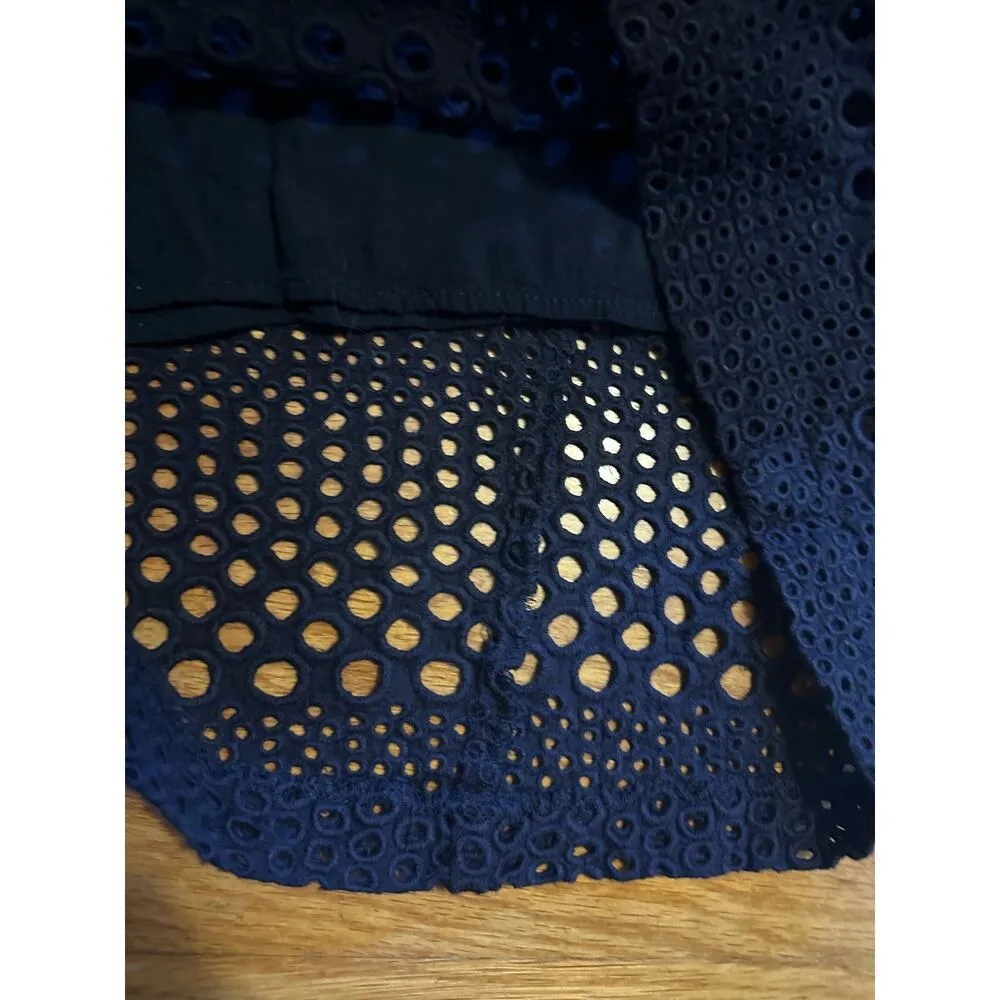 Sunday in Brooklyn Anthropologie Navy Blue Eyelet Mini Shift Dress Womens XS - Image 7
